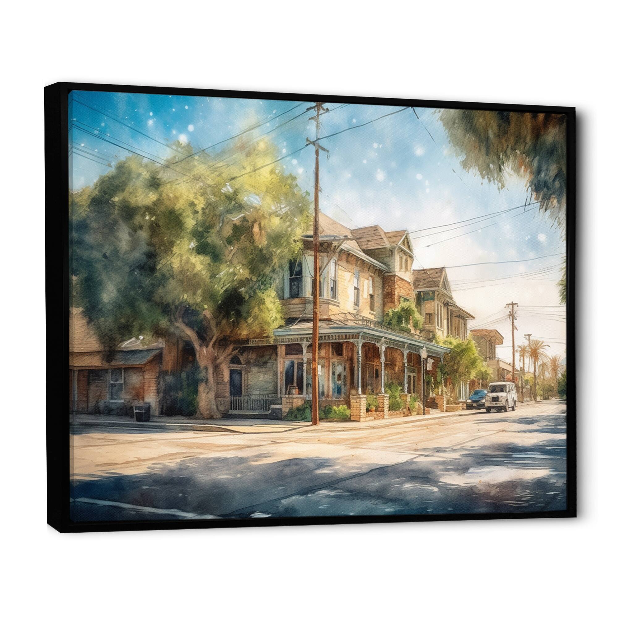 Designart "Blue And Greeen Small Town In California" City Art Deco